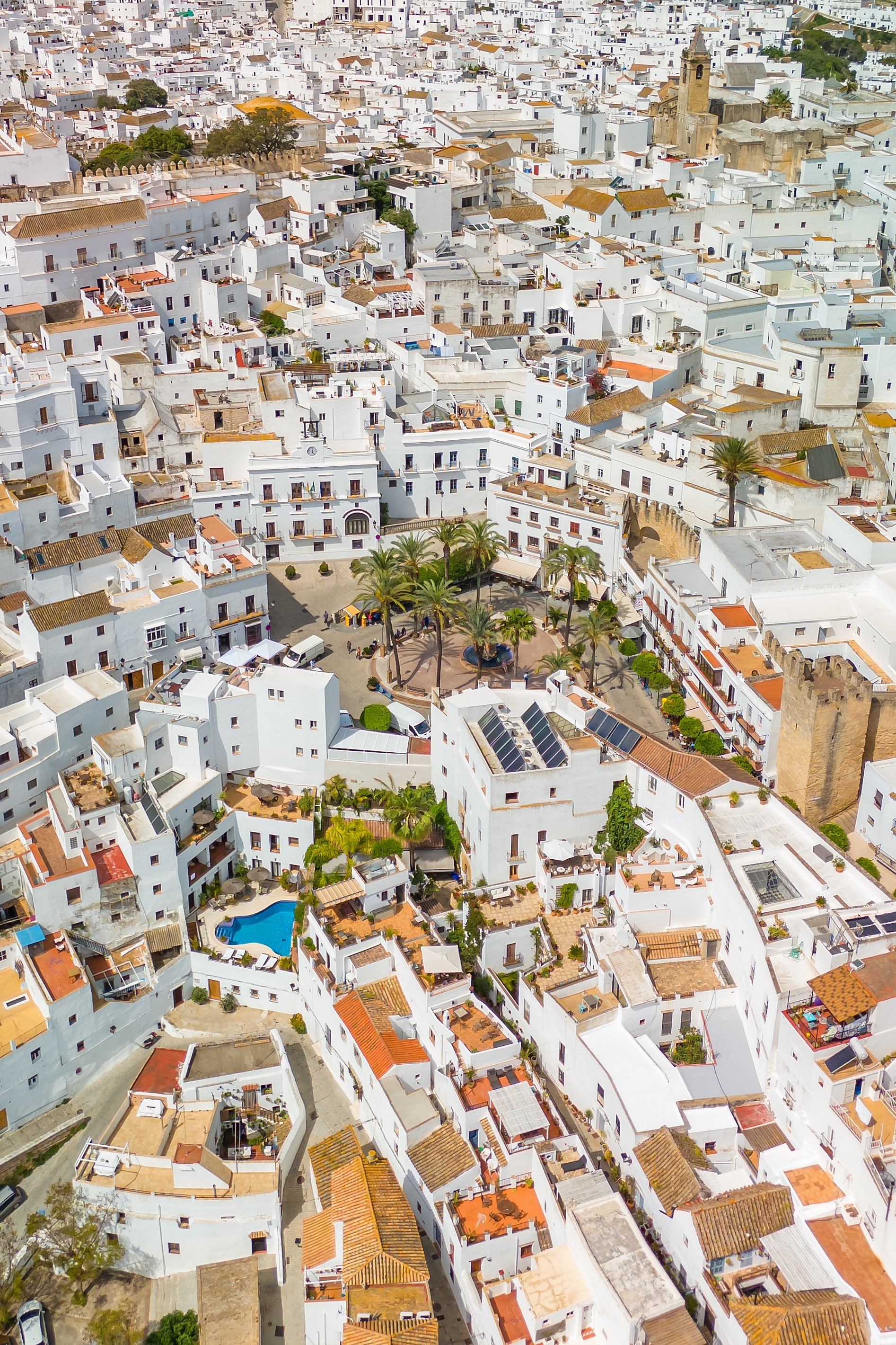 Aerial,View,Of,The,Picturesque,Vejer,De,La,Frontera,Town